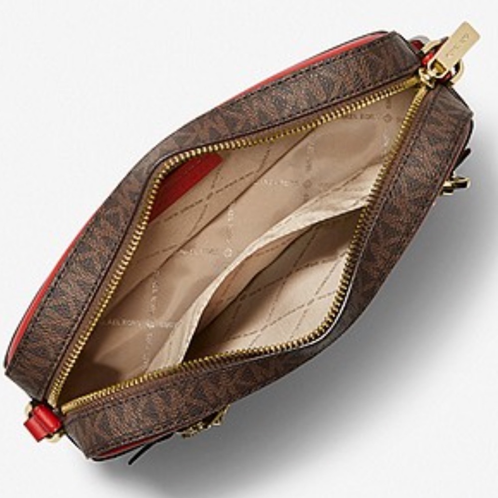 MICHAEL KORS
Jet Set Large Logo Crossbody Bag FLAME/BROWN MULTI NWT - Picture 11 of 16